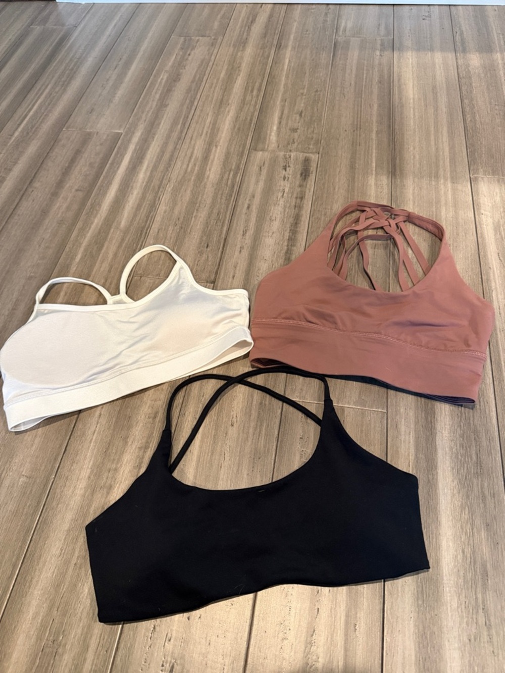 lululemon athletica Strappy Sports Bra Trio - White, Black, Dusty Rose